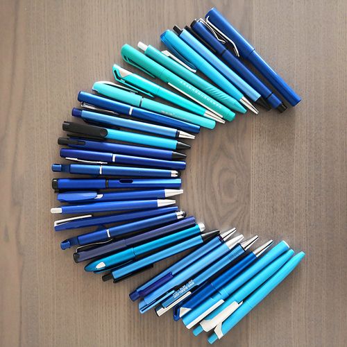 促销广告笔,蓝色笔杆印字圆珠笔,现货蓝色笔杆,定色广告笔